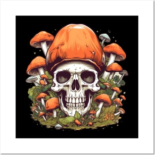 Psychedelic Intrigue Mushroom Skull Posters and Art